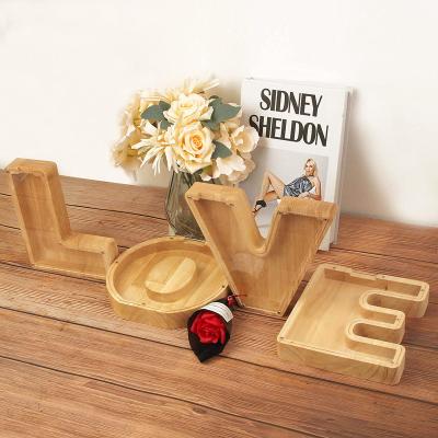 China Handmade TaiLai Customized Creative Wood Logo and Piggy Bank Acrylic Letters Shape for Birthday Mother's Day Gift for sale