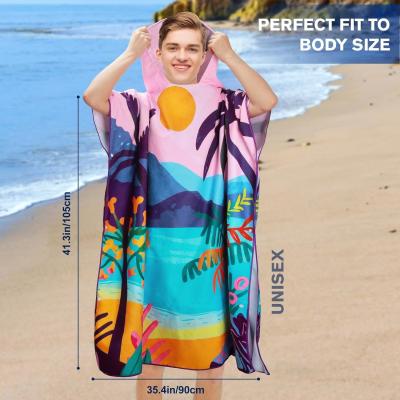 Chine Impression personnalisée Changement de poncho de surf Robe de bain rapide sec Microfibre Poncho serviette en capuche serviette de plage à vendre