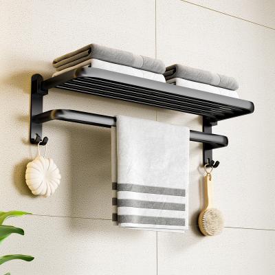 China Modern Bathroom Punchless Aluminum Towel Rack Set Black Bathroom Accessories Set Marble Bathroom Vanity for sale
