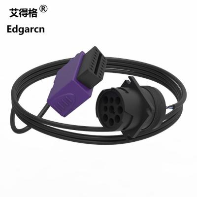 中国 パープル成型トラックワイヤリングハーネス、J1939 9 ピン Deutsch to Obd2 Cable 販売のため