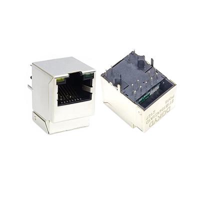 China PCB China Tag-1x1 Port 100 Base-T PoE+ Ethernet Connector Modular LAN RJ45 Jack 10PIN PBT for sale
