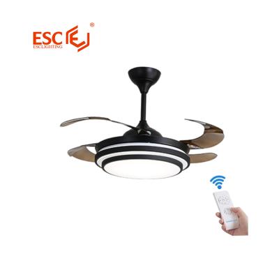 China 42 Inch Fan Modern 3 Speed Decorative Black Led Invisible Blade Ceiling Fan Light for sale