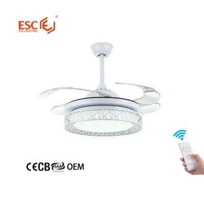 China Modern Home Smart 3 Tone Remote Lights 3 42 Inch Energy Savings Retractable Fan Fan Speed Led Ceiling for sale