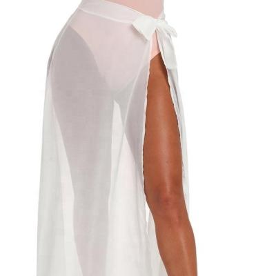 China 2019 Hot Fashion Breathable Sheer Black And White Maxi Beach Skirt Beach Cover Up Chiffon Women Wrap Dress for sale