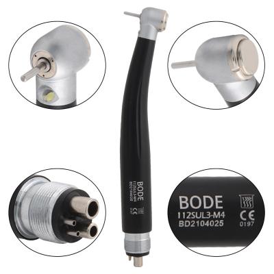 China Dental Lab/Dentistry PORT LED Handpiece Dental Air Turbine Water Jet Bearings 4 Hole B4 High Speed Self-Powered Triple Hole E-Generator Ceramic Black Black for sale