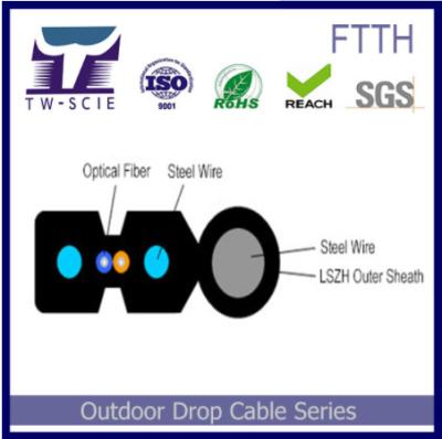 중국 FRP 유리 섬유 G657A SM 2 섬유 GJXFH 검정을 가진 눈 FTTH 하락 케이블 판매용
