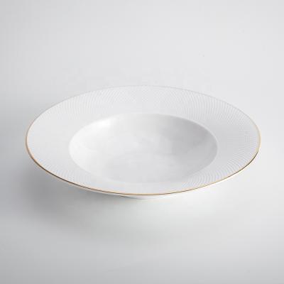 China Sustainable Banquet Use Pasta Tableware Porcelain Pasta Bowl Round for sale