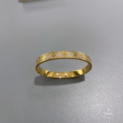 中国 18K金のステンレス鋼のブレスレットの万華鏡の完全なドリル広い版腕輪 販売のため