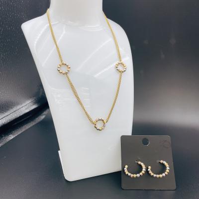 China High Polish Newest Gold Color Stainless Steel Earring ,Necklace , Bracelet Sets For Lady à venda