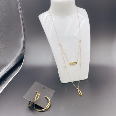 China High Polish Newest Gold Color Stainless Steel Earring ,Necklace , Bracelet Sets For Lady à venda