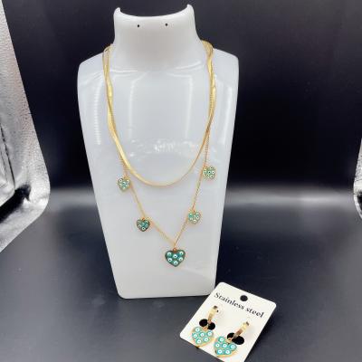 China Flowers High Polish Newest Gold Color Stainless Steel Earring ,Necklace , Bracelet Sets For Lady à venda