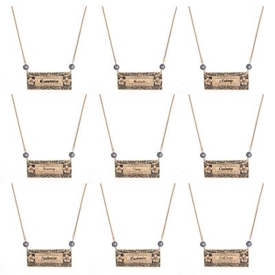 China Hard Square Can Be Engraved Pearl Jewelry Custom Gold Plated Hawaiian Custom Necklace for sale