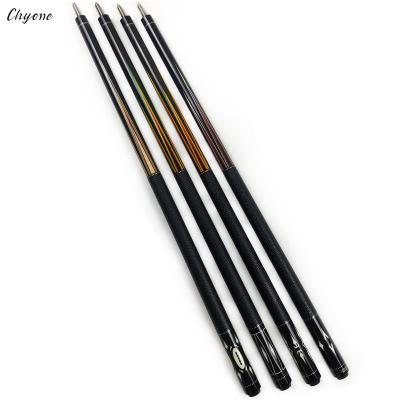 China Custom Maple Chyone Wood Veneers with Dots Inlay Black Wood Billiard Cue 3/8-10 Common Laminated Shafts Spliced Carom Cue Billiard Cue for sale