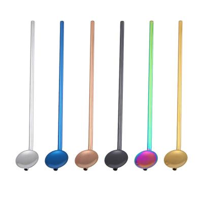 China Wholesale Viable Reusable Colorful Metal Spoon Straw 304 Stainless Steel Drinking Straw for sale