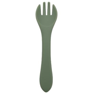 China 2021 BPA Free Design New High Quality All Silicone Spoon&fork Set Baby Feeding Products For Toddler Kid Infant for sale