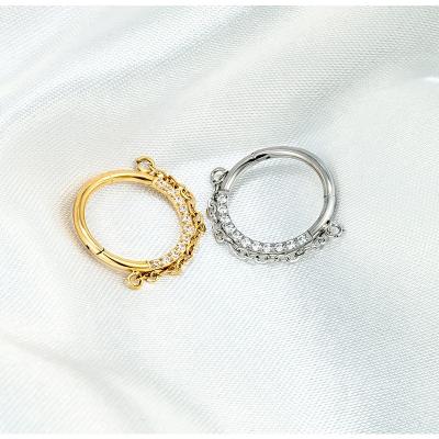 China Romantic ASTM F136 Titanium Earrings Sniff Rings Clicker Septum Piercing Plating Zircon Tragus Lip Ear Nipple Studs Body Jewelry 16G for sale