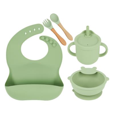 China Factory Selling Silicone Bear Cute Hot Baby Bowl Feeding Set Food Dish Complementary Set for sale