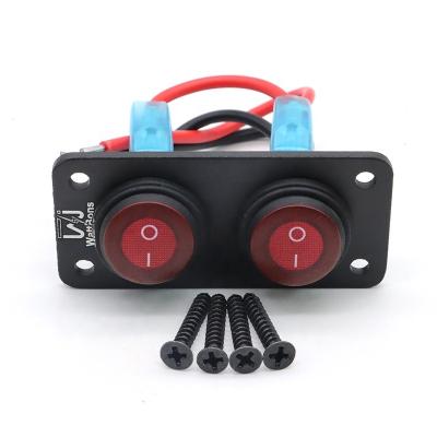 China Sturdy and durable WattBons 2 gang Waterproof Round On Off Toggle Switches Panel 12V Pre-wired Switch Panel for Car Truck Rocker On-Off Control for sale