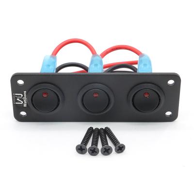 China Sturdy and durable WattBons 3 Gang Round Toggle LED Switch Panel On/Off Toggle Switch 12V for Car Truck Rocker On-Off Control Switch Panel for sale