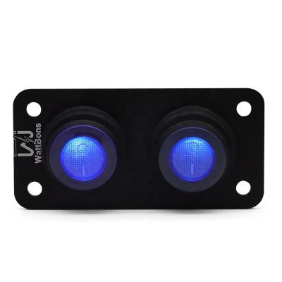 China Sturdy and durable WattBons 2 gang Waterproof Round On Off Toggle Switches Panel Marine Rocker Switch 12V Pre-wired Switch Panel for Car Truck for sale