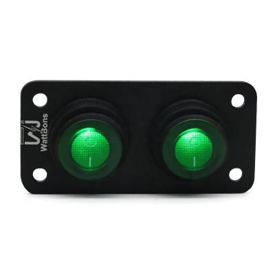 China Sturdy and durable WattBons 2 gang Waterproof Round On Off Toggle Switches Panel Marine Rocker Switches Panel Waterproof 12V for Car Truck for sale