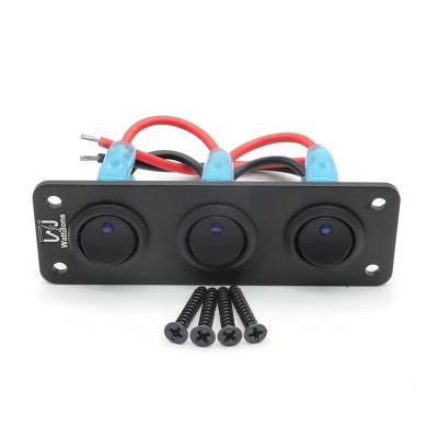 China Sturdy and durable WattBons 3 Gang Round Toggle LED Switch Panel On/Off LED Toggle Switch 12V for Car Truck Boat Marine Rocker Switch Panel for sale