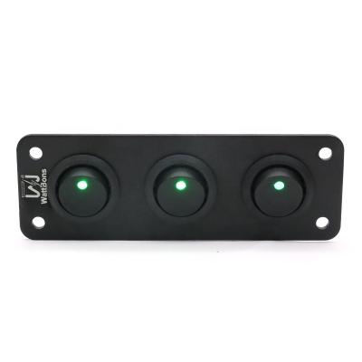 China Sturdy and durable WattBons 3 Gang Round LED Toggle Switch Panel Led Rocker Switch 12V Marine Switch Panel for Boats Cars Trucks for sale