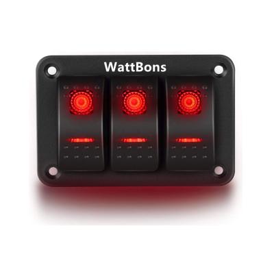 China Sturdy and durable WattBons 3 Gang Marine Rocker Switch Panel 24v Rocker Switch Carling Rocker Switch Panel for Automotive Cars Marine Boats for sale