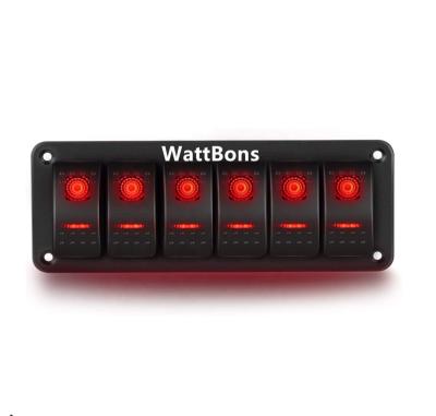China Sturdy and durable WattBons 6 Gang Rocker Switch Panel Box Waterproof Aluminum Holder for Automotive Cars Marine Boats RVs Truck for sale