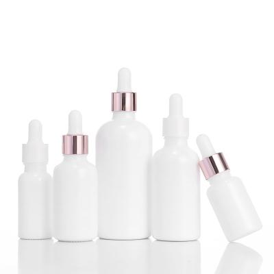China Personal Care 10ml ~100ml Ceramic Dropper Bottle Amber Essential Oil Hydrosol White Glass Bottles Customization Printing Logo for sale