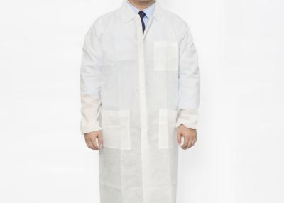 China White Elastic Cuff Disposable Lab Coats Unisex Customized Style For Laboratory for sale