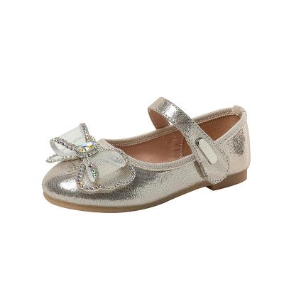 China VitaG 2021 round soft unique little girl shoes 2021 new autumn girls rhinestone bow princess children's shoes simple bow ballet flats for sale