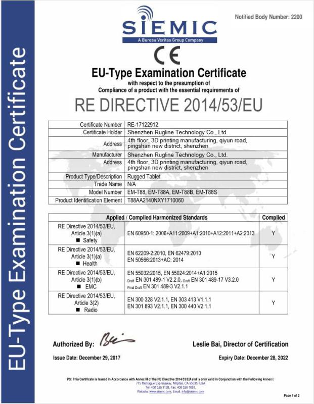 CE - SHENZHEN RUGLINE TECHNOLOGY CO.,LIMITED