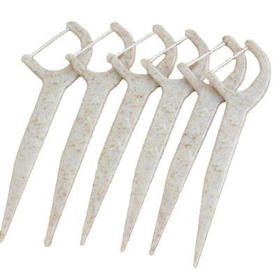 China Hot Sale High Quality Vegan Cornstarch Eco-Friendly Wheatstraw Dental Floss Picks for sale