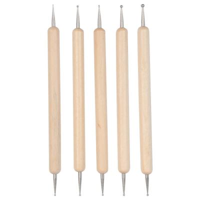 China Weizhuang 5Pcs/set Nail Art Wood Brush Nail Master 3D Nail Polish Double Dotting Flower DIY Pen Dot Drill Pen For Nail Art Paint for sale