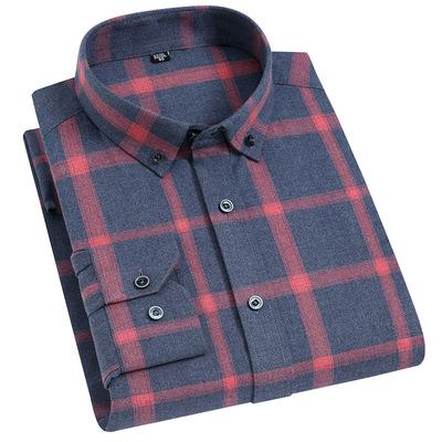 China Anti-pilling 2021 new middle-aged and older men's fiber casual slim fit shirt bamboo plaid for sale