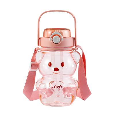 China 2022 Creative Antler Water Bottle Straw Type Viable Double Wall Plastic Ice Cup With Cover Large Capacity Student Straw Water Cu Cu for sale