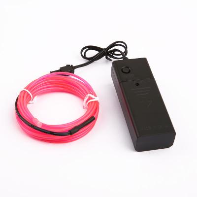 China On/fast flashing/slow flashing/off 2.3mm pink color burst EL wire with one set of 2*1.5VDC (AA) battery EL wire inverter for sale