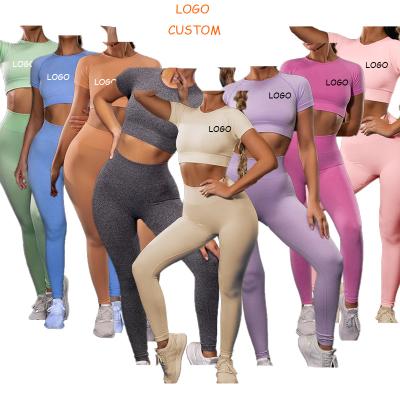 China Breathable OEM Stretching Yoga Set 2021 Seamless Jogger Fitness And Yoga Wear Women Long And Short Pants Set 2021 Two Piece Yoga Set for sale