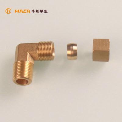China 1/2 Inch Industrial Oil Gas Water Brass Male Thread 90 Degree Elbow Compression Socket Connect Copper Pipe for sale