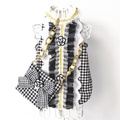 China Amazon Clothes New Viable Princess Lace Pet Dress Small Dog Bowknot Clothes Vest With Bag Lady Dog Dresses for sale