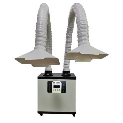 China Building material stores dual arm fume purification and filtering system welding laser fume extractor for sale