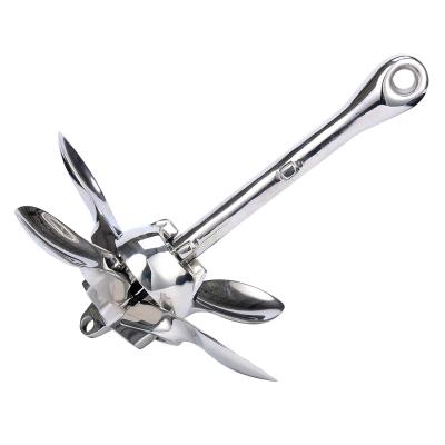 China Factory Outlet 316 Stainless Steel Marine Grapnel Anchor For Boat Mirror Polished 1KG-80KG for sale