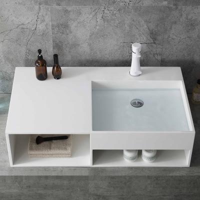 China Modern LUXSPA wall-hung artificial stone solid surface basin for sale