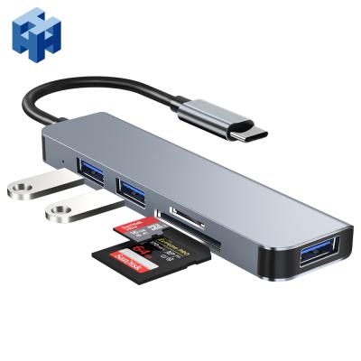 China PC Laptop Type C Cable Adapter With High Speed SD TF Card Reader USB Ports HUB Plug 5 In 1 150*70*19MM for sale
