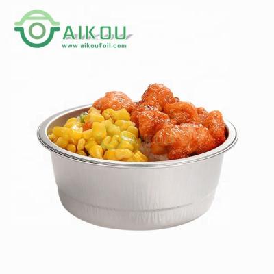 China 180x50mm Gold 1000ml 34oz Microwave Disposable Tray Take Out Soup Packaging With Lid Aluminum Foil Disposable Container for sale