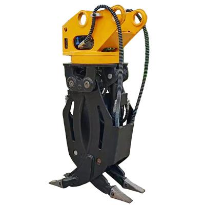 China Hydraulic Machinery Repair Shops 8-10 Ton Construction Machinery Wood Straw Log Grapple Attachments Excavator Wood Turning Hydraulic Clamp for sale