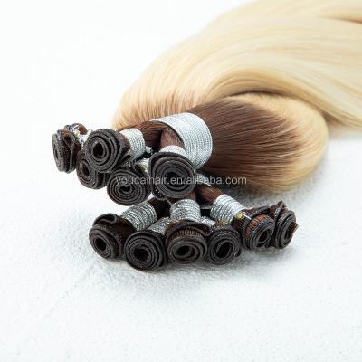 China European and American style customized 100% Natural Human Hair Hand Tied Weft Virgin Hair Extension Super Thin Hand Tied Weft for sale