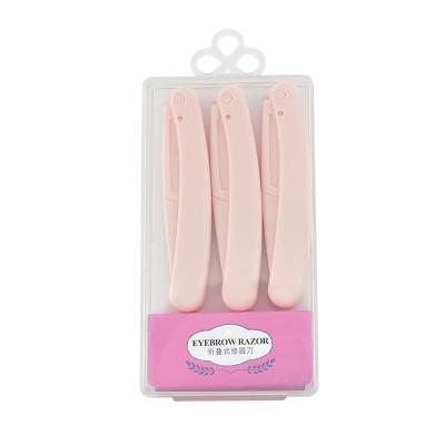 China Folding Beauty Makeup Eyebrow Trimmer Three Decorations Fashional Eyebrow Trimmer Manufacturers Eyebrow Knife Household Eyebrow Scraper Wholesale Set for sale