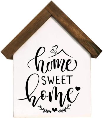 China Europe Farmhouse Wood Home Decor House Shaped Block Home Soft Home Decor for sale